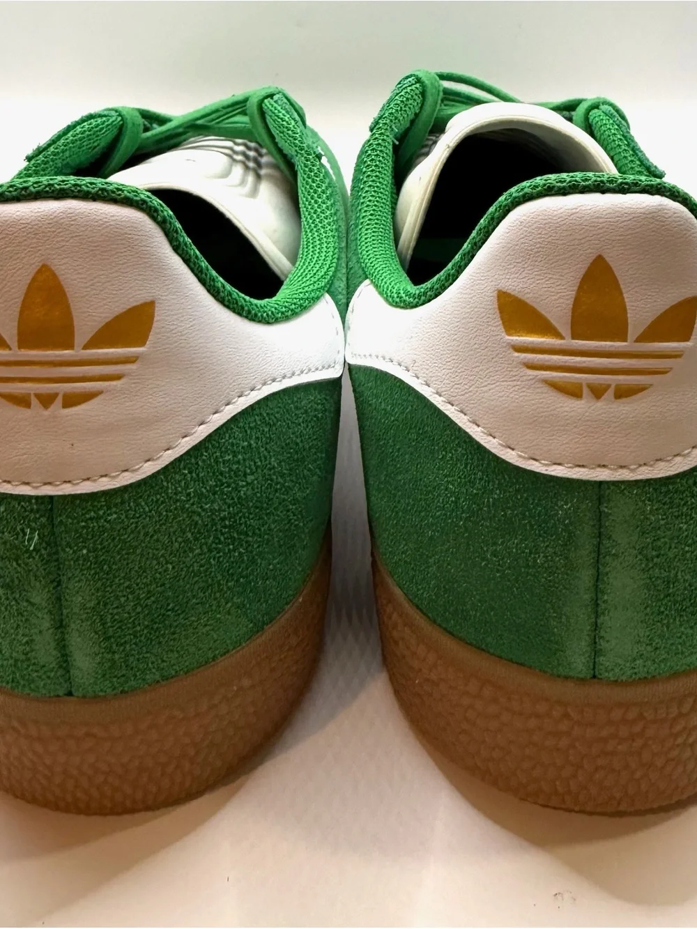 adidas Green ADV Suede Gazelle Sneakers with White Stripes
